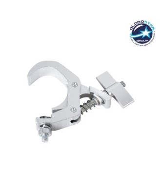 GLOBOSTAR® CLAMPS 51184 Stage Hook Γάντζος Αλουμινίου Ύψηλης Αντοχής για Κρέμαση, Στήριξη & Τοποθέτηση Προϊόντων Stage σε Τράσες Αδιάβροχο IP65 - Νίκελ Βούρτσας - Μ16 x Π12 x Υ2.5cm